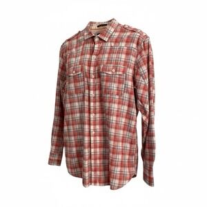 INC International Concepts Male long sleeve Short  Plaid Orange Red  White large